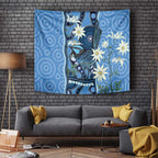 Australia Flannel Flower With Superb Fairy-wren Tapestry Aboriginal Art