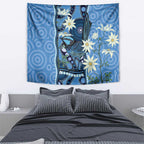 Australia Flannel Flower With Superb Fairy-wren Tapestry Aboriginal Art