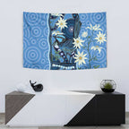 Australia Flannel Flower With Superb Fairy-wren Tapestry Aboriginal Art