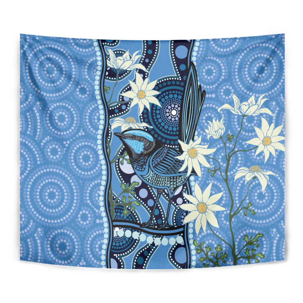 Australia Flannel Flower With Superb Fairy-wren Tapestry Aboriginal Art