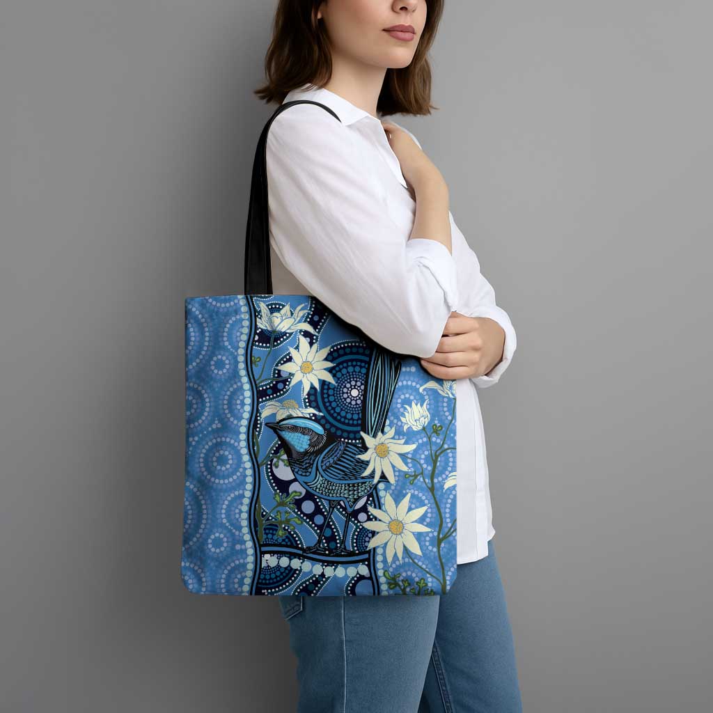 Australia Flannel Flower With Superb Fairy-wren Tote Bag Aboriginal Art - Aussie Hoodie