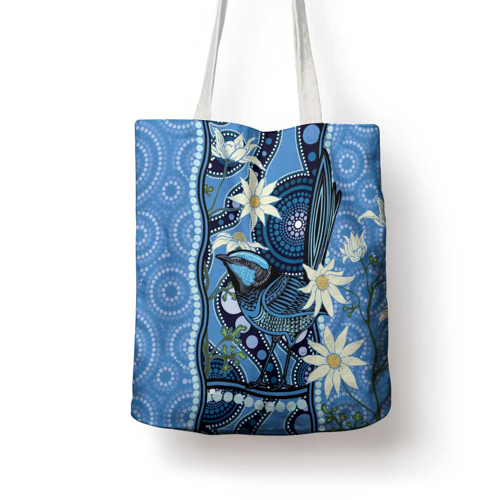 Australia Flannel Flower With Superb Fairy-wren Tote Bag Aboriginal Art - Aussie Hoodie