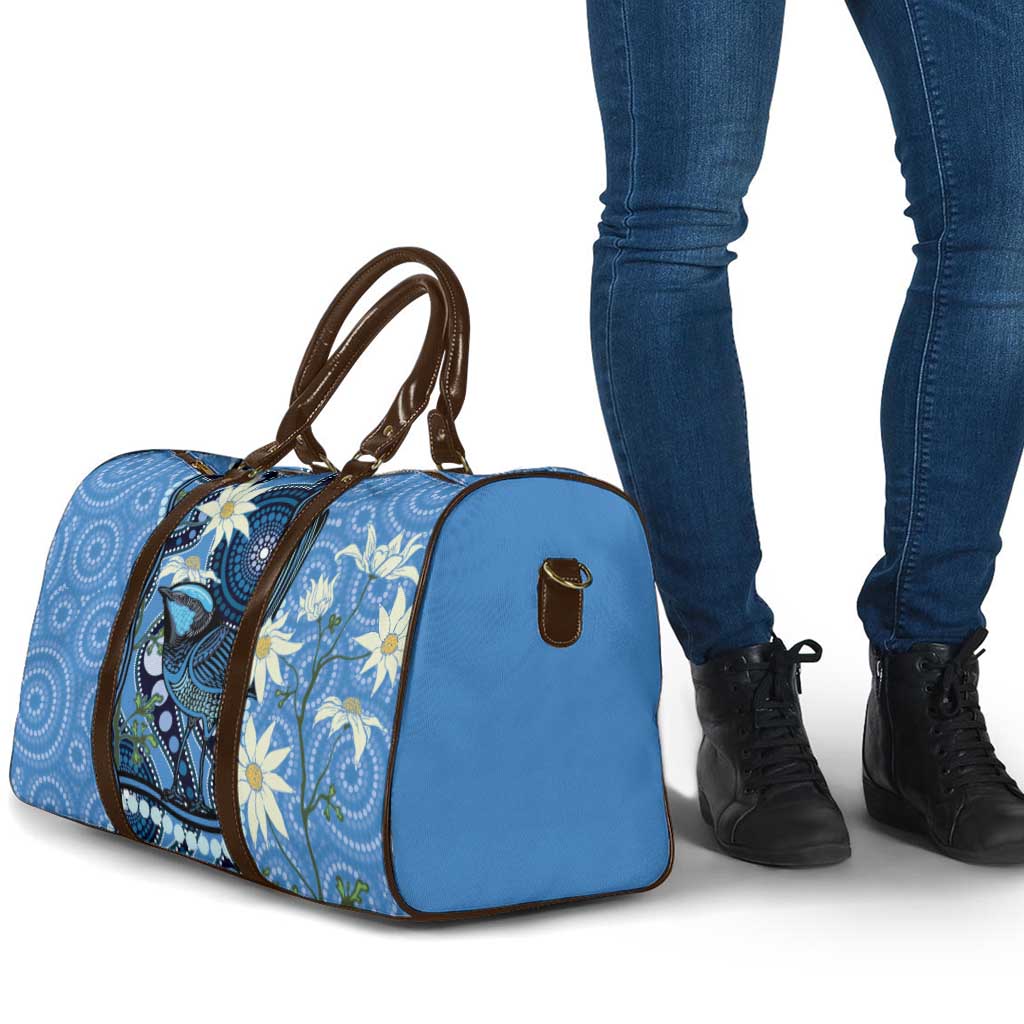 Australia Flannel Flower With Superb Fairy-wren Travel Bag Aboriginal Art - Aussie Hoodie
