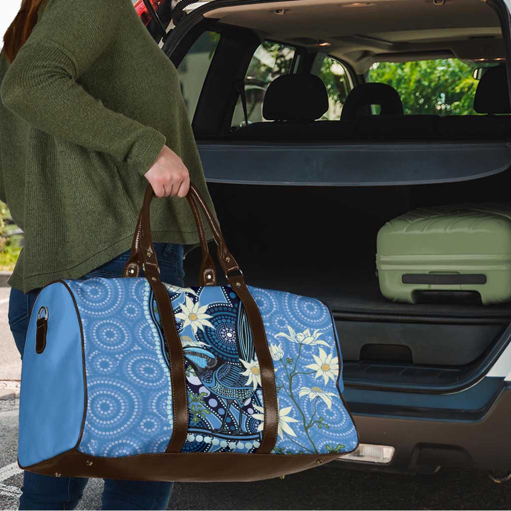 Australia Flannel Flower With Superb Fairy-wren Travel Bag Aboriginal Art - Aussie Hoodie