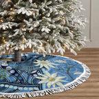 Australia Flannel Flower With Superb Fairy-wren Tree Skirt Aboriginal Art