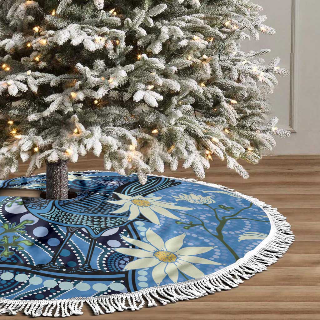 Australia Flannel Flower With Superb Fairy-wren Tree Skirt Aboriginal Art