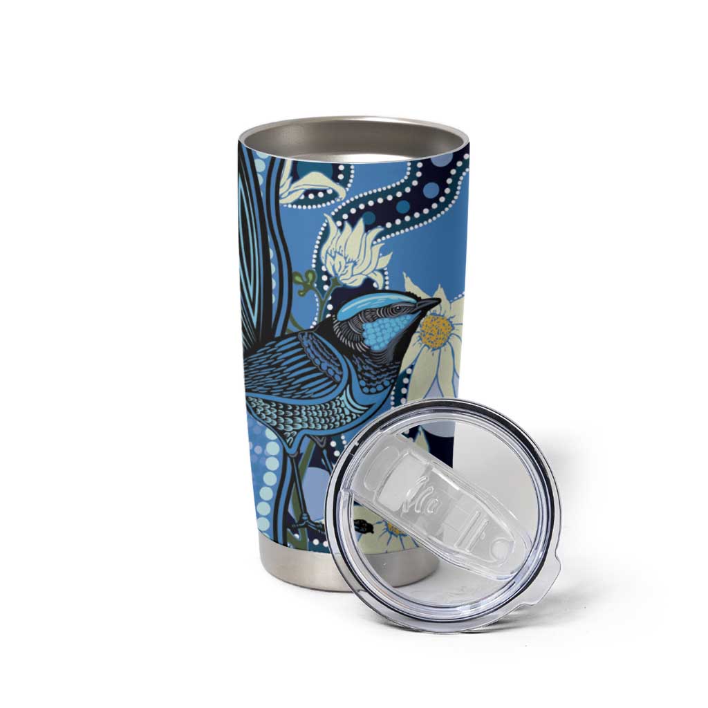 Australia Flannel Flower With Superb Fairy-wren Tumbler Cup Aboriginal Art