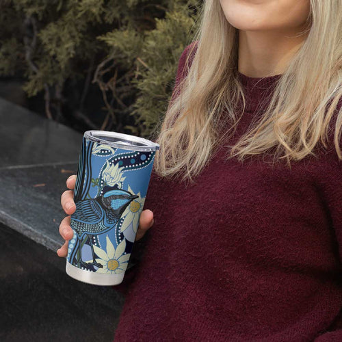 Australia Flannel Flower With Superb Fairy-wren Tumbler Cup Aboriginal Art