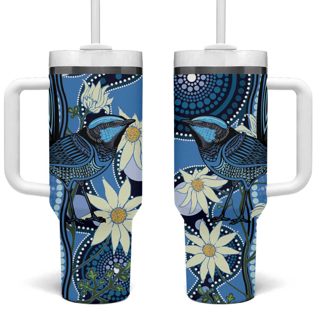 Australia Flannel Flower With Superb Fairy-wren Tumbler With Handle Aboriginal Art