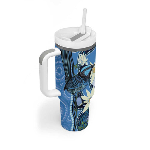 Australia Flannel Flower With Superb Fairy-wren Tumbler With Handle Aboriginal Art