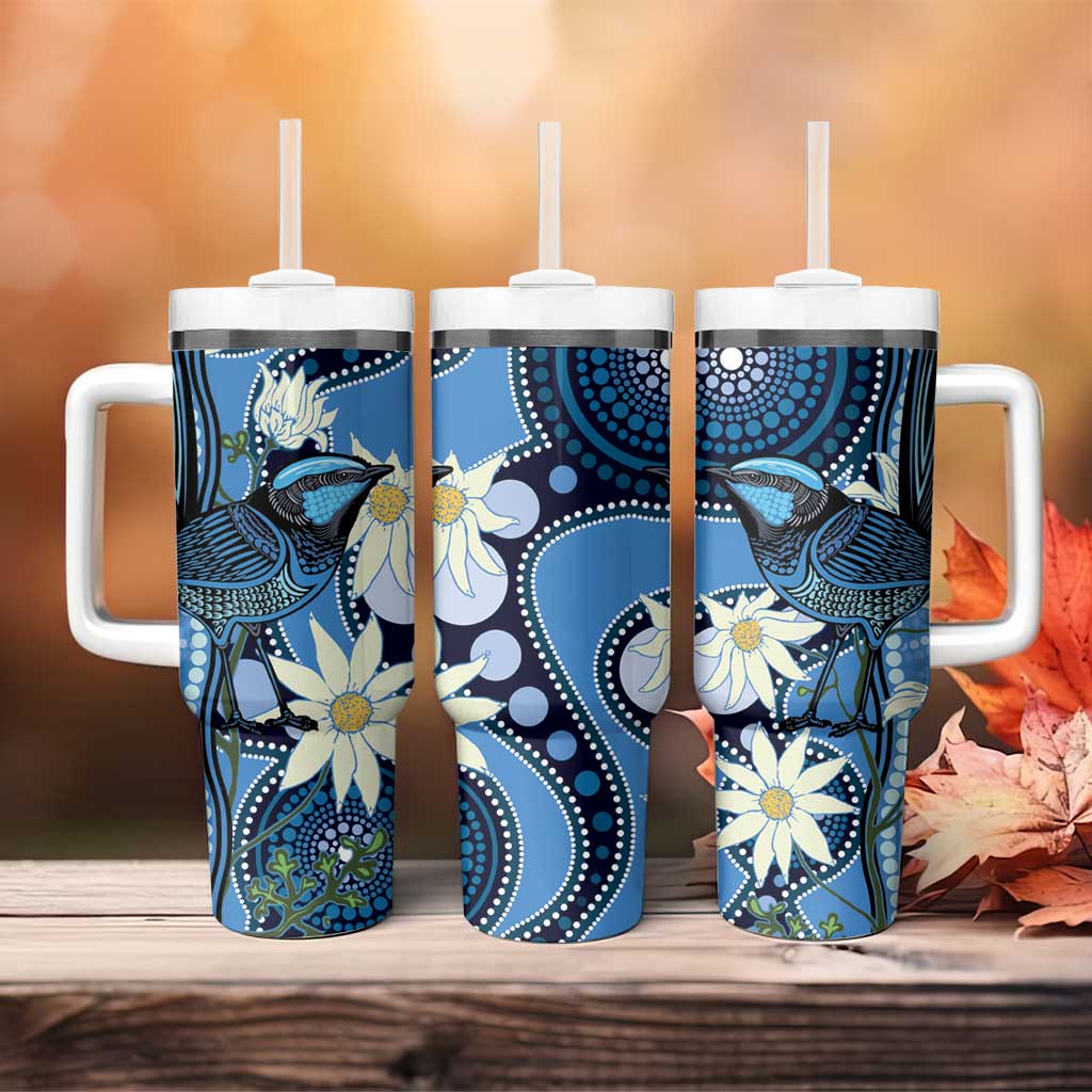 Australia Flannel Flower With Superb Fairy-wren Tumbler With Handle Aboriginal Art