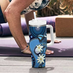 Australia Flannel Flower With Superb Fairy-wren Tumbler With Handle Aboriginal Art