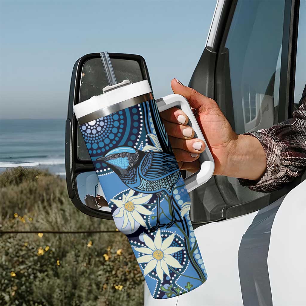 Australia Flannel Flower With Superb Fairy-wren Tumbler With Handle Aboriginal Art