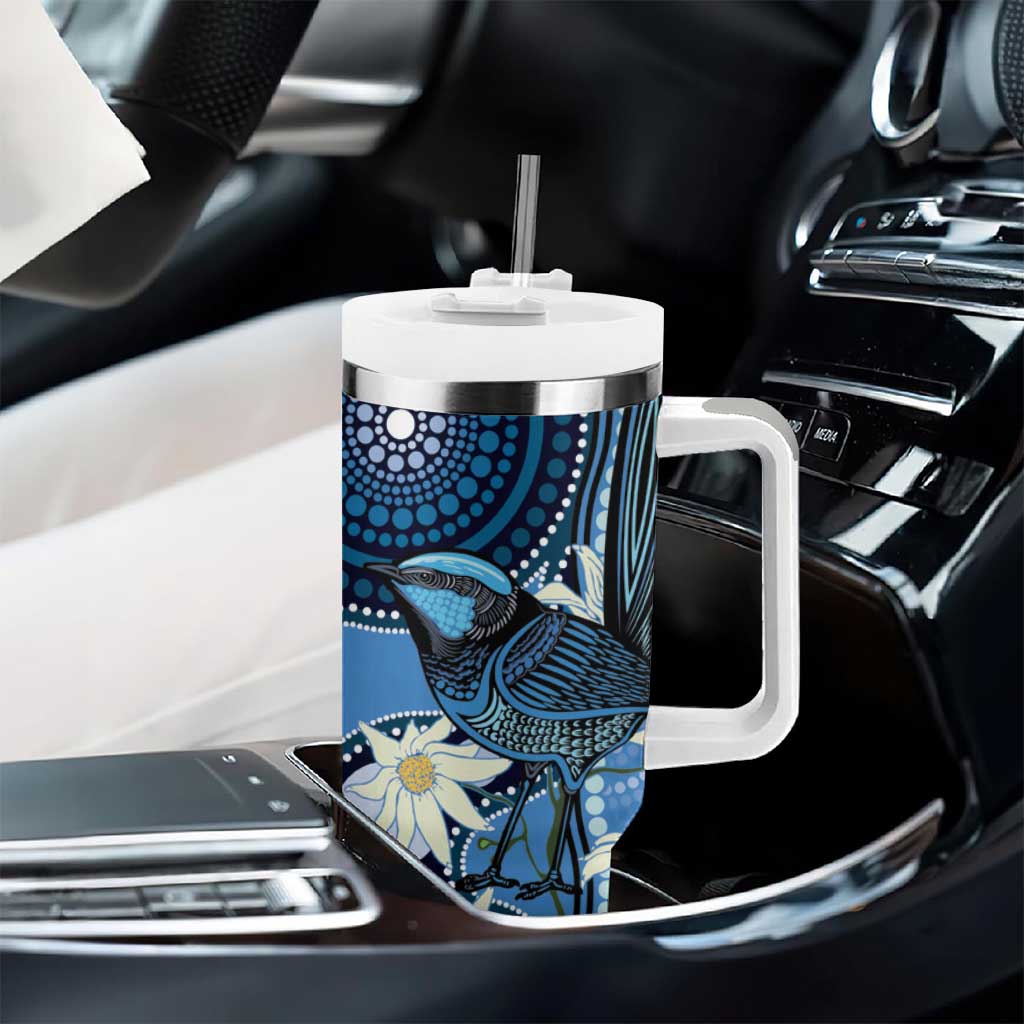 Australia Flannel Flower With Superb Fairy-wren Tumbler With Handle Aboriginal Art