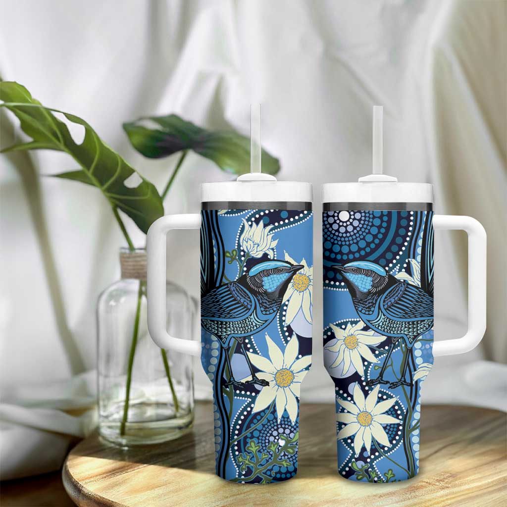 Australia Flannel Flower With Superb Fairy-wren Tumbler With Handle Aboriginal Art