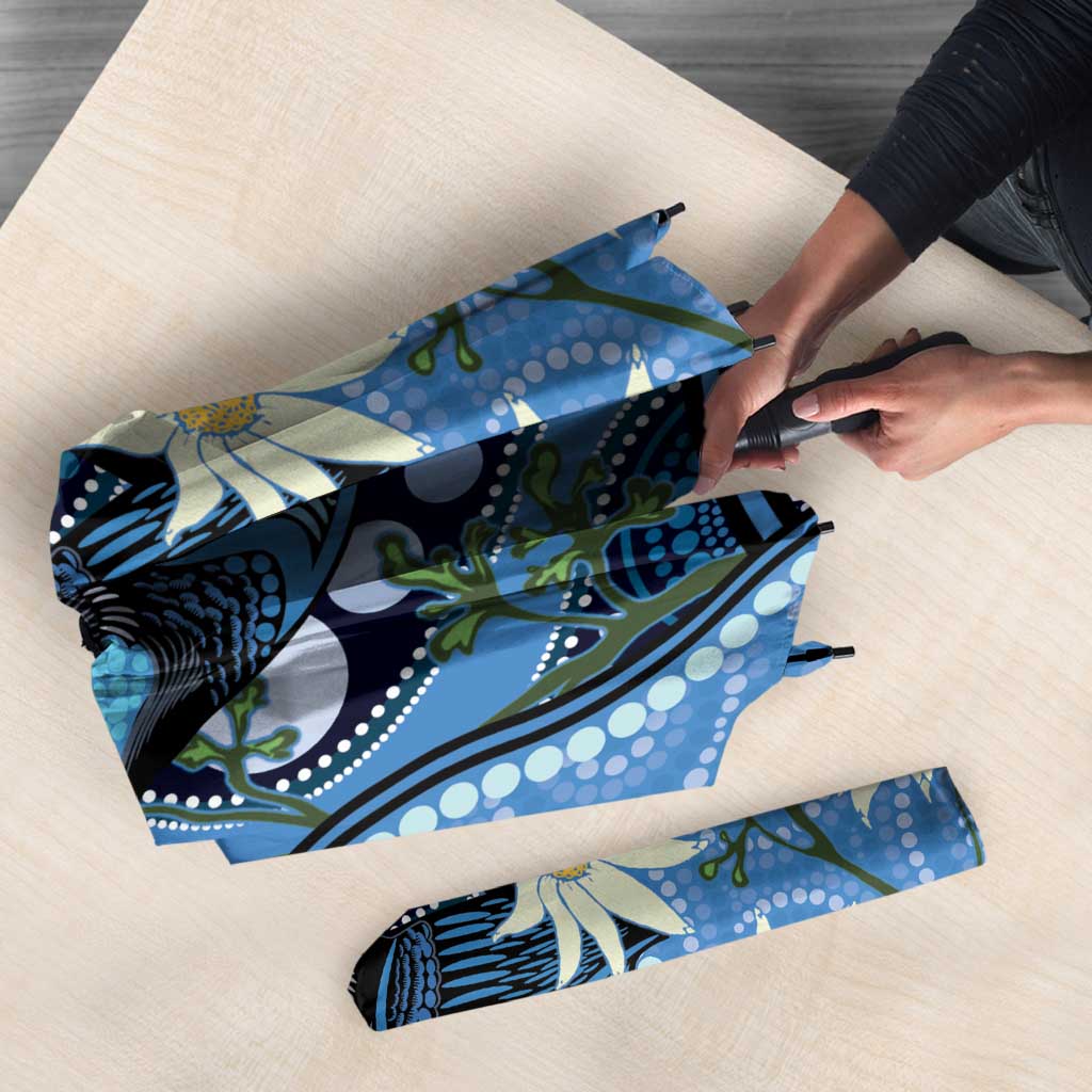 Australia Flannel Flower With Superb Fairy-wren Umbrella Aboriginal Art - Aussie Hoodie