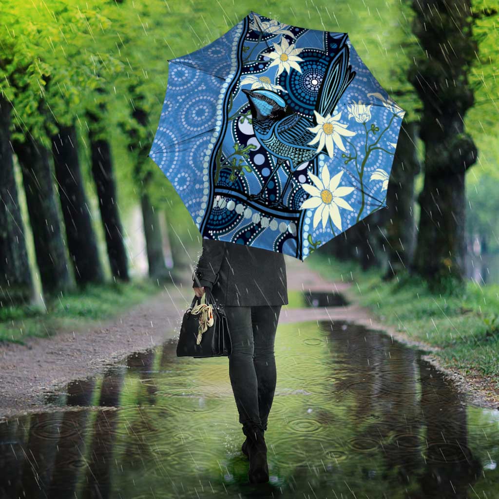 Australia Flannel Flower With Superb Fairy-wren Umbrella Aboriginal Art - Aussie Hoodie
