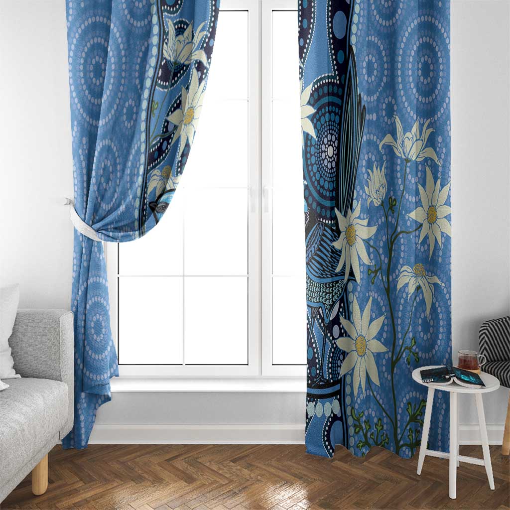Australia Flannel Flower With Superb Fairy-wren Window Curtain Aboriginal Art