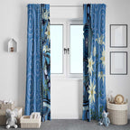 Australia Flannel Flower With Superb Fairy-wren Window Curtain Aboriginal Art