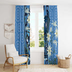 Australia Flannel Flower With Superb Fairy-wren Window Curtain Aboriginal Art