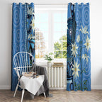 Australia Flannel Flower With Superb Fairy-wren Window Curtain Aboriginal Art