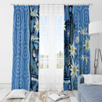 Australia Flannel Flower With Superb Fairy-wren Window Curtain Aboriginal Art
