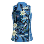 Australia Flannel Flower With Superb Fairy-wren Women Sleeveless Polo Shirt Aboriginal Art