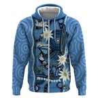 Australia Flannel Flower With Superb Fairy-wren Zip Hoodie Aboriginal Art