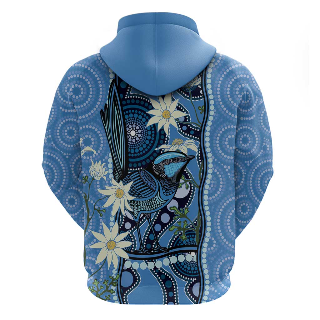 Australia Flannel Flower With Superb Fairy-wren Zip Hoodie Aboriginal Art