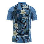 Australia Flannel Flower With Superb Fairy-wren Zipper Polo Shirt Aboriginal Art - Aussie Hoodie