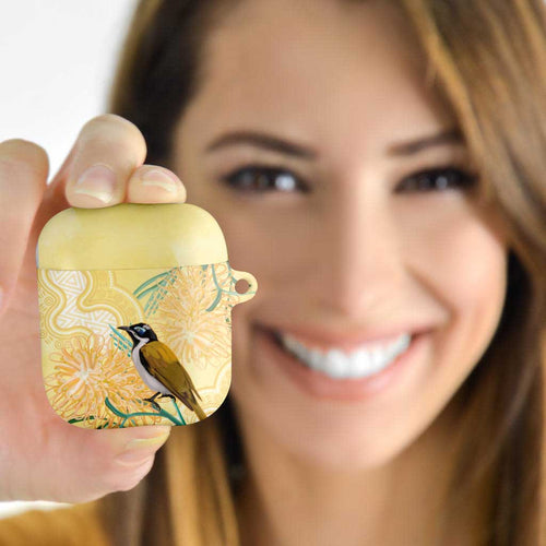 Australia Grevillea And Honeyeaters AirPods Case Aboriginal Art - Watercolor Style - Aussie Hoodie