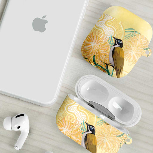 Australia Grevillea And Honeyeaters AirPods Case Aboriginal Art - Watercolor Style - Aussie Hoodie