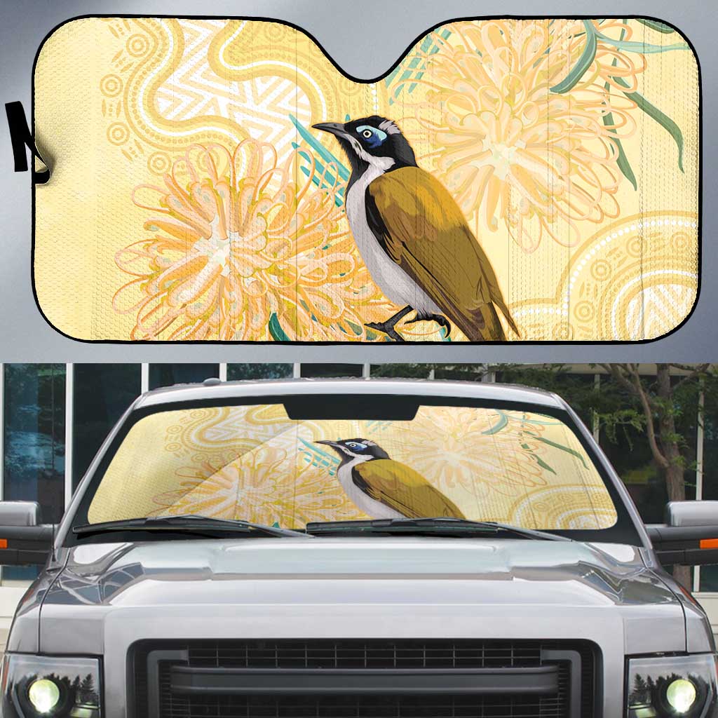 Australia Grevillea And Honeyeaters Auto Sun Shade Aboriginal Art - Watercolor Style - Aussie Hoodie