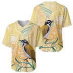 Australia Grevillea And Honeyeaters Baseball Jersey Aboriginal Art - Watercolor Style