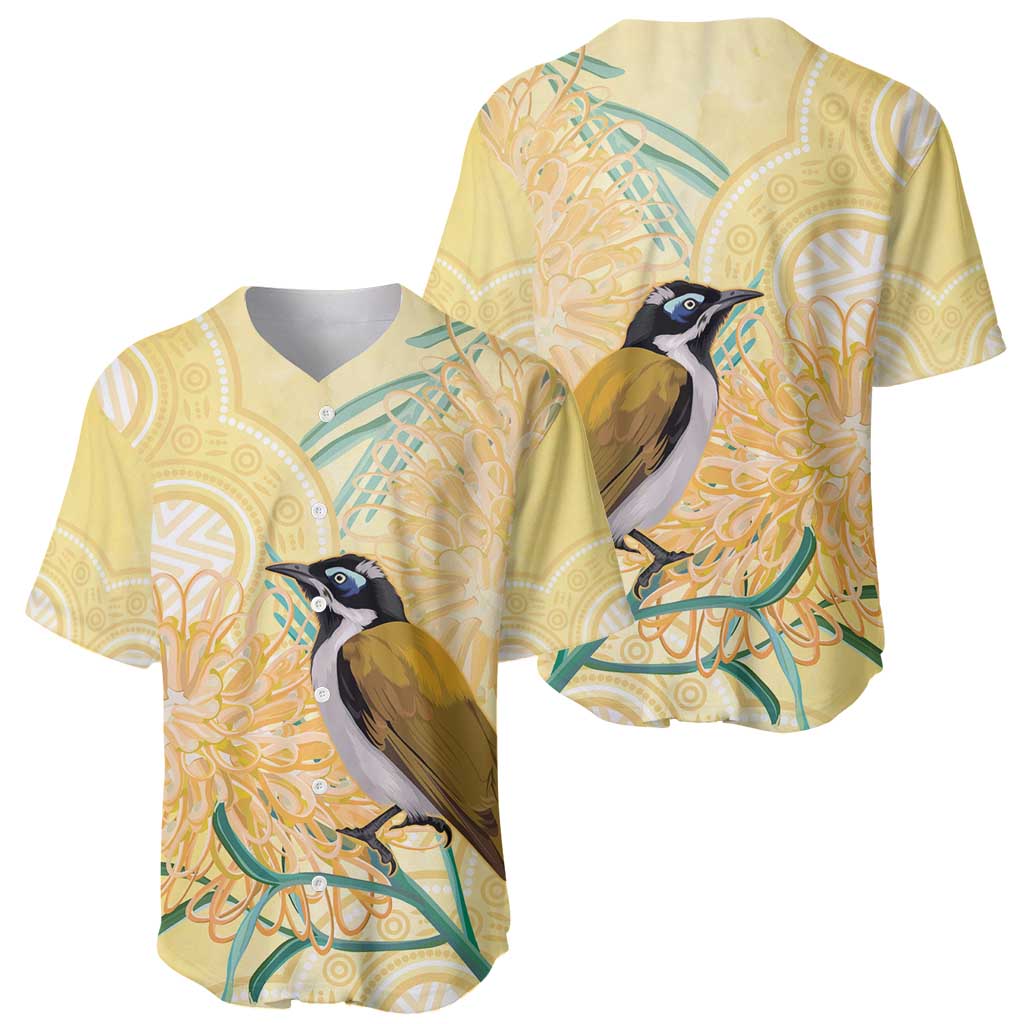 Australia Grevillea And Honeyeaters Baseball Jersey Aboriginal Art - Watercolor Style