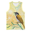 Australia Grevillea And Honeyeaters Basketball Jersey Aboriginal Art - Watercolor Style - Aussie Hoodie