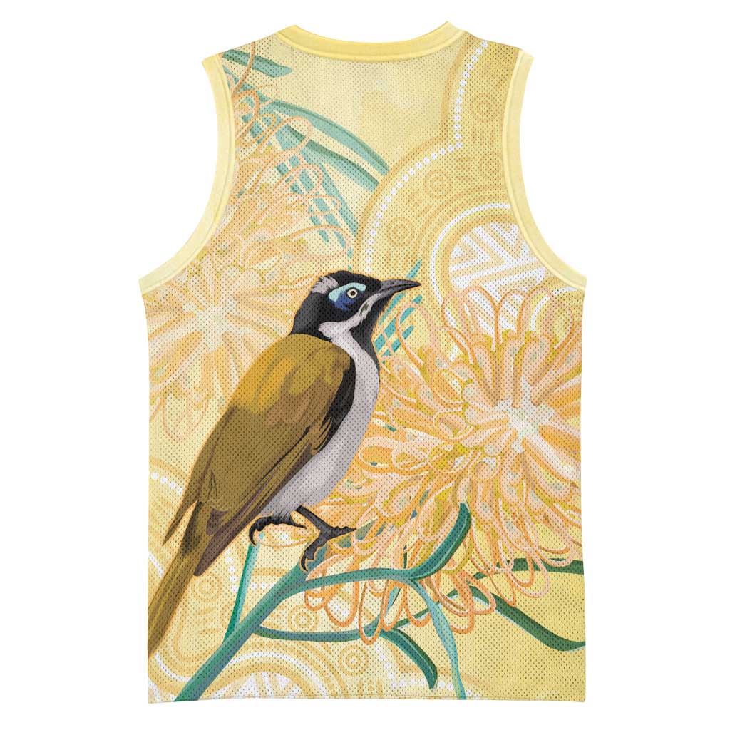 Australia Grevillea And Honeyeaters Basketball Jersey Aboriginal Art - Watercolor Style - Aussie Hoodie