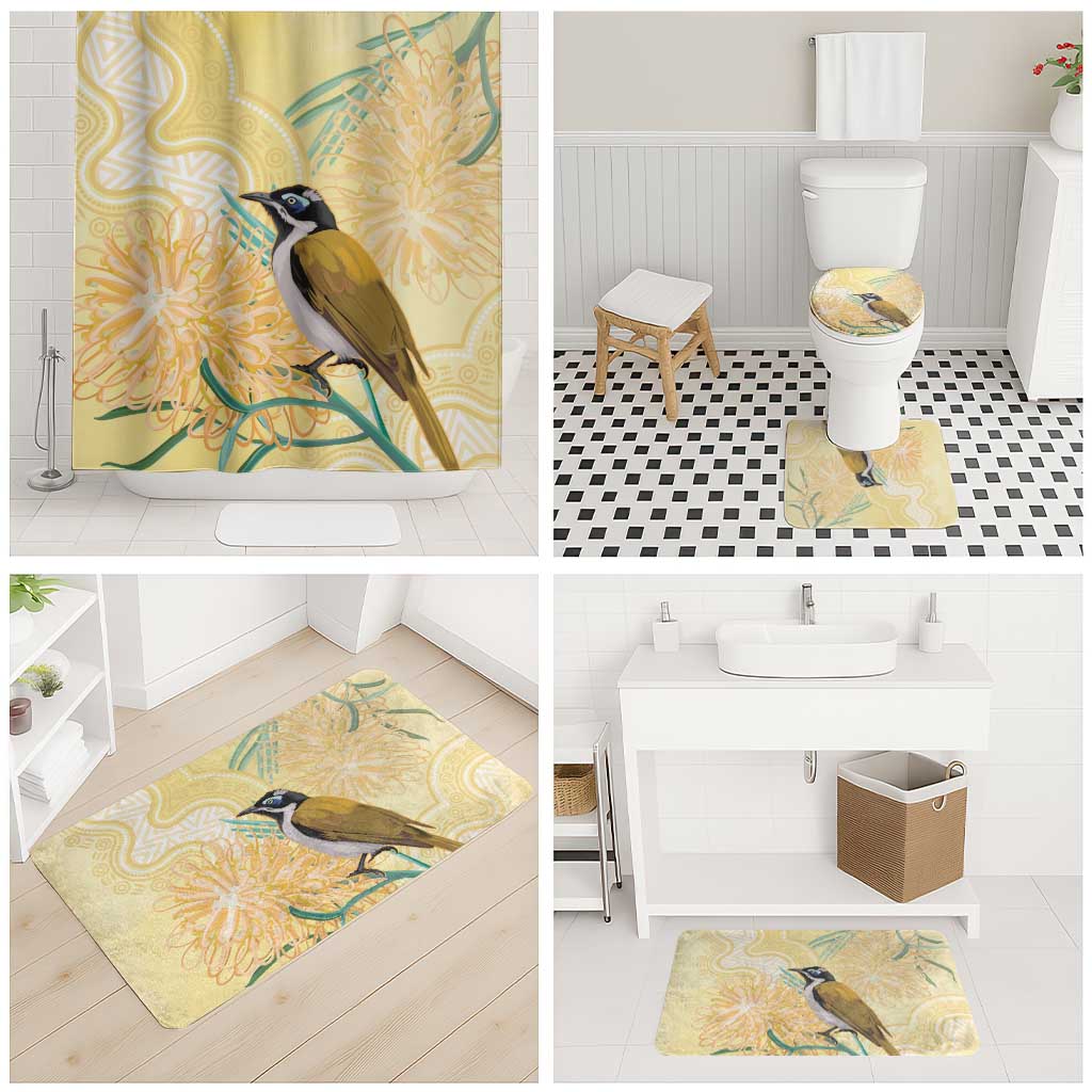 Australia Grevillea And Honeyeaters Bathroom Set Aboriginal Art - Watercolor Style - Aussie Hoodie
