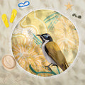 Australia Grevillea And Honeyeaters Beach Blanket Aboriginal Art - Watercolor Style