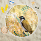 Australia Grevillea And Honeyeaters Beach Blanket Aboriginal Art - Watercolor Style