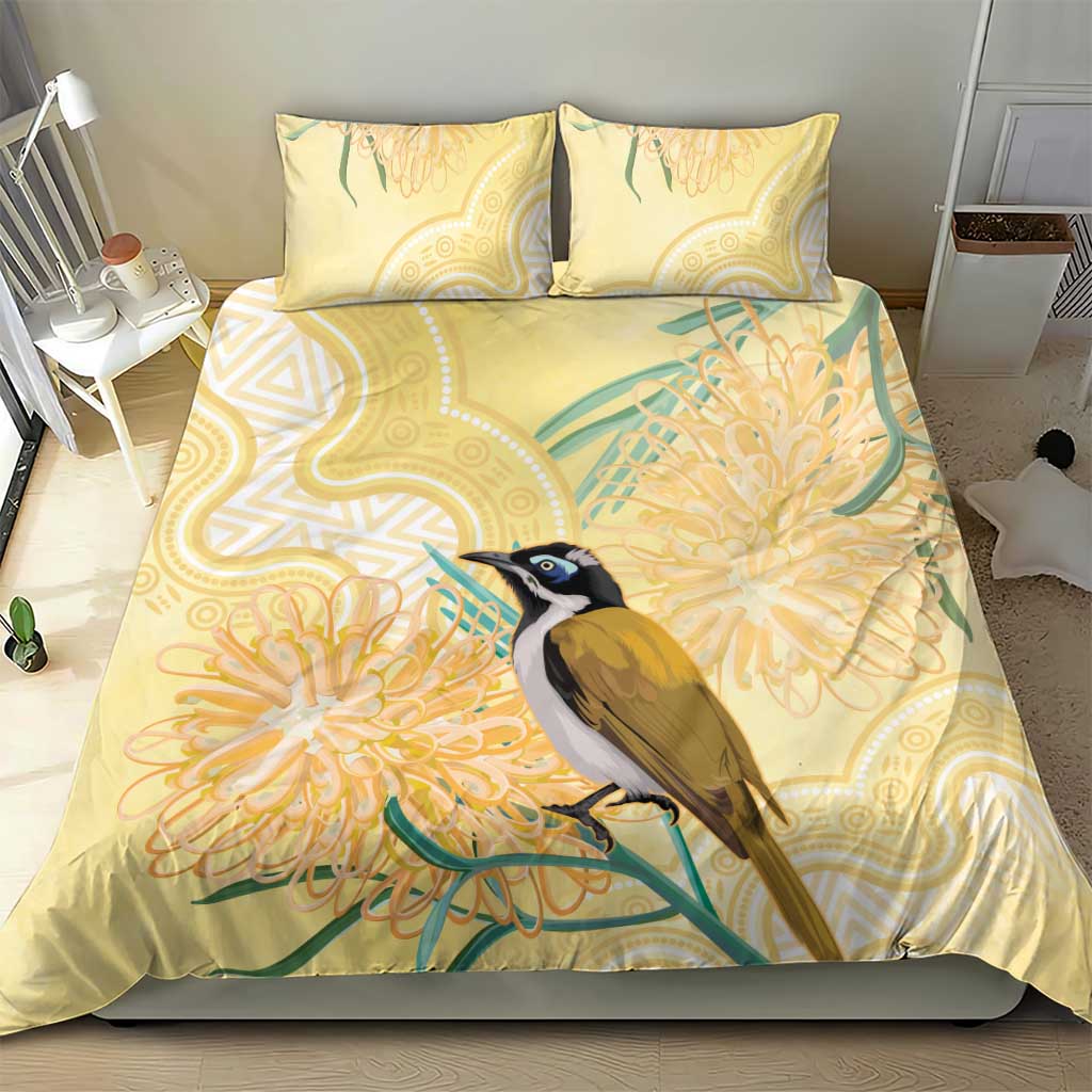 Australia Grevillea And Honeyeaters Bedding Set Aboriginal Art - Watercolor Style