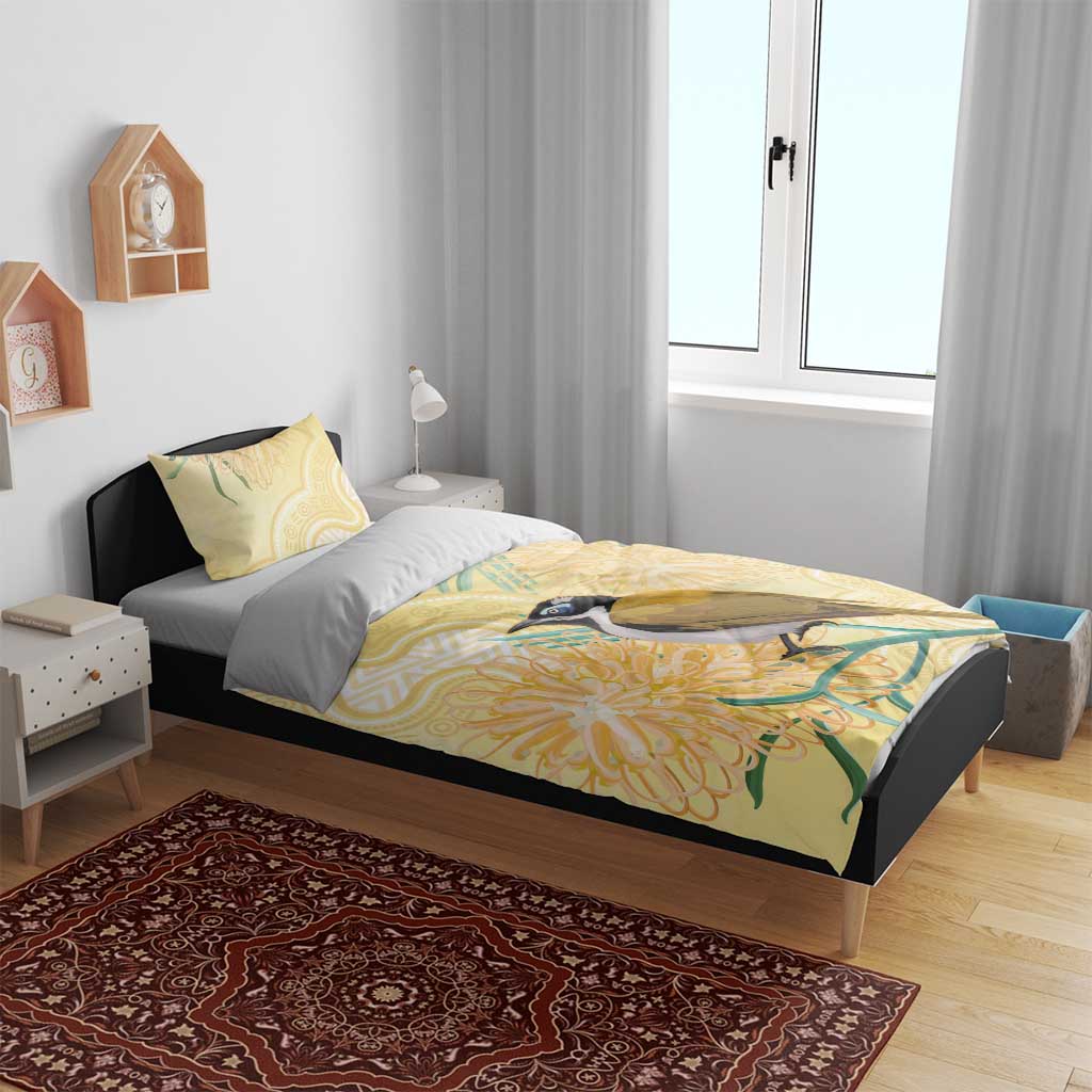 Australia Grevillea And Honeyeaters Bedding Set Aboriginal Art - Watercolor Style