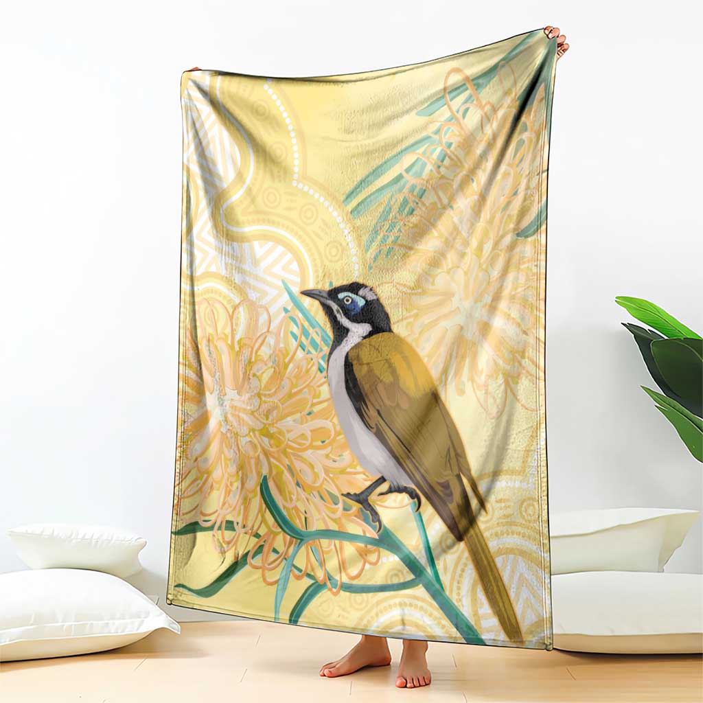 Australia Grevillea And Honeyeaters Blanket Aboriginal Art - Watercolor Style