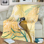 Australia Grevillea And Honeyeaters Blanket Aboriginal Art - Watercolor Style