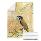 Australia Grevillea And Honeyeaters Blanket Aboriginal Art - Watercolor Style