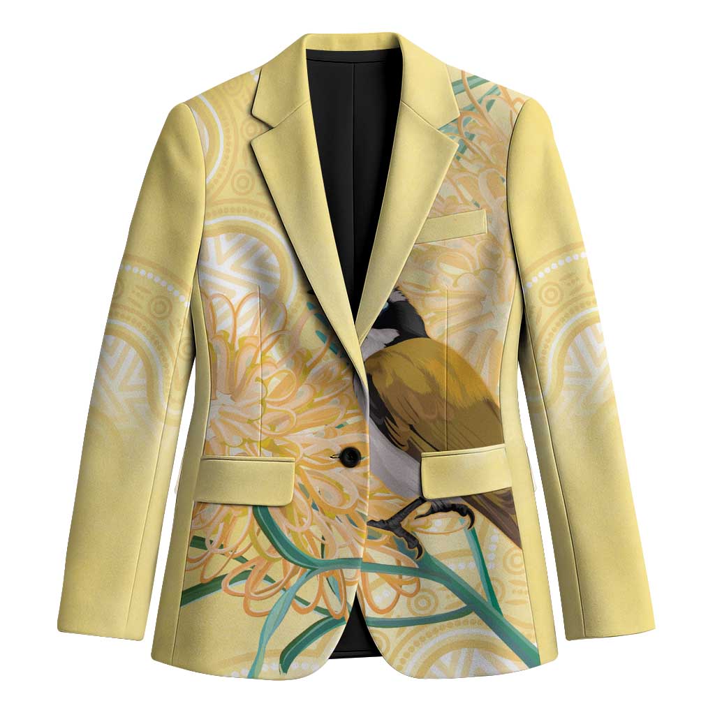 Australia Grevillea And Honeyeaters Blazer Aboriginal Art - Watercolor Style - Aussie Hoodie