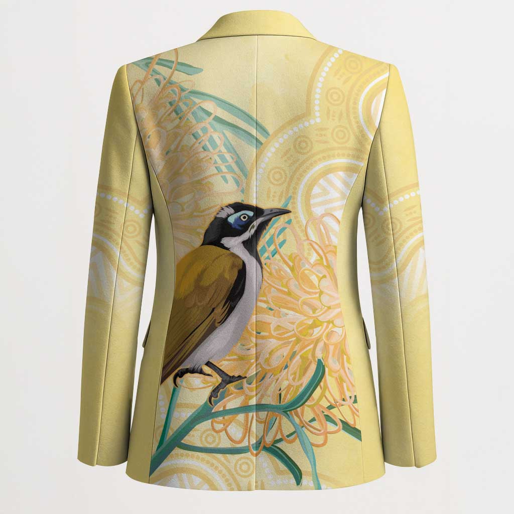 Australia Grevillea And Honeyeaters Blazer Aboriginal Art - Watercolor Style - Aussie Hoodie