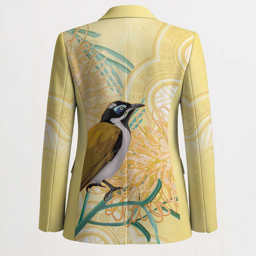 Australia Grevillea And Honeyeaters Blazer Aboriginal Art - Watercolor Style - Aussie Hoodie