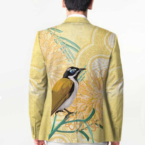 Australia Grevillea And Honeyeaters Blazer Aboriginal Art - Watercolor Style - Aussie Hoodie