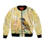 Australia Grevillea And Honeyeaters Bomber Jacket Aboriginal Art - Watercolor Style